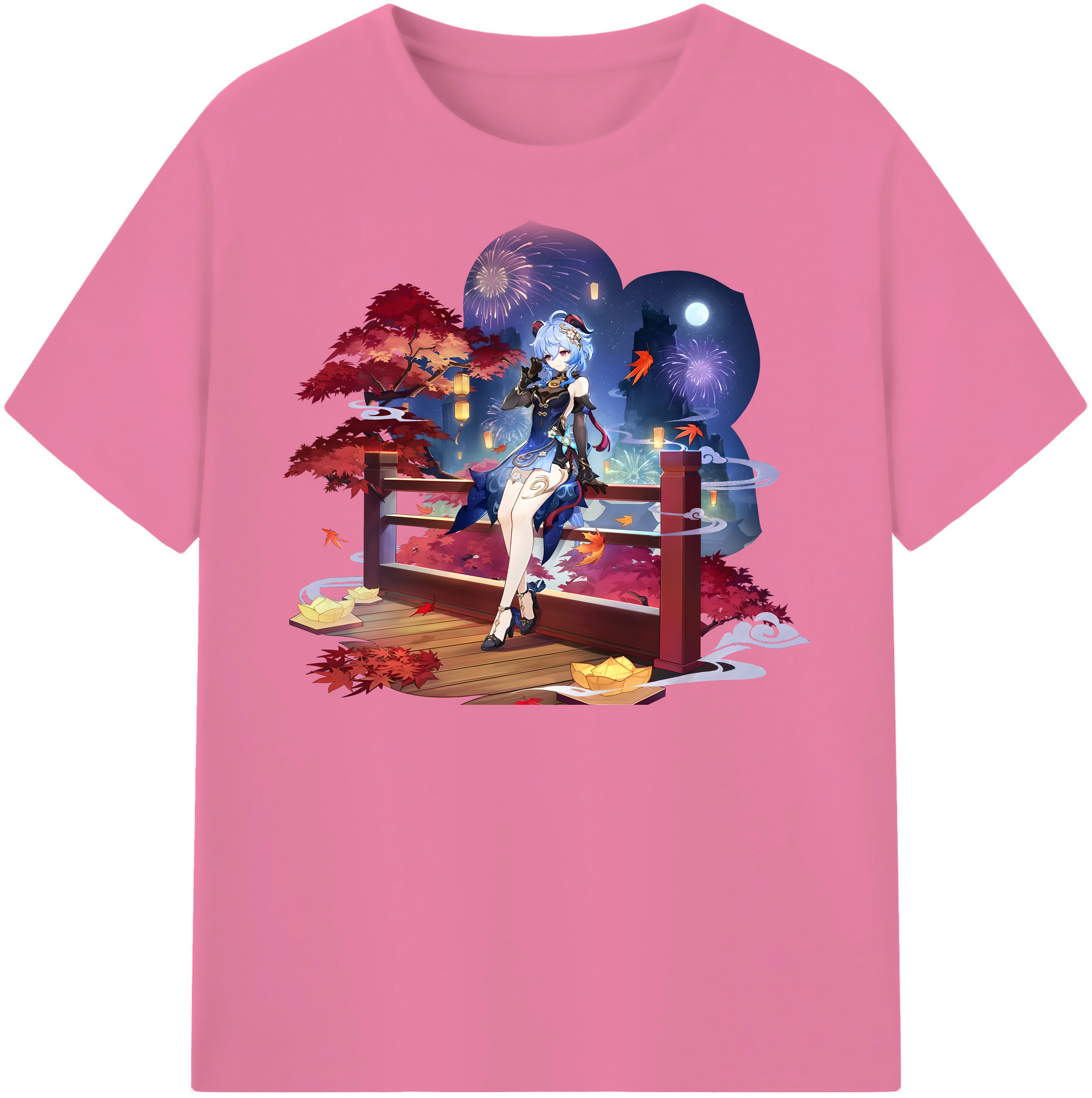 げんし神 甘雨 かんう genshin Ganyu 綿100％半袖Tシャツ（フロントプリント）